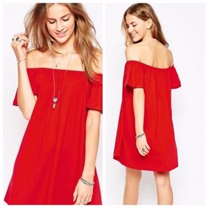 Asos Red Off Shoulder Dress sz 16